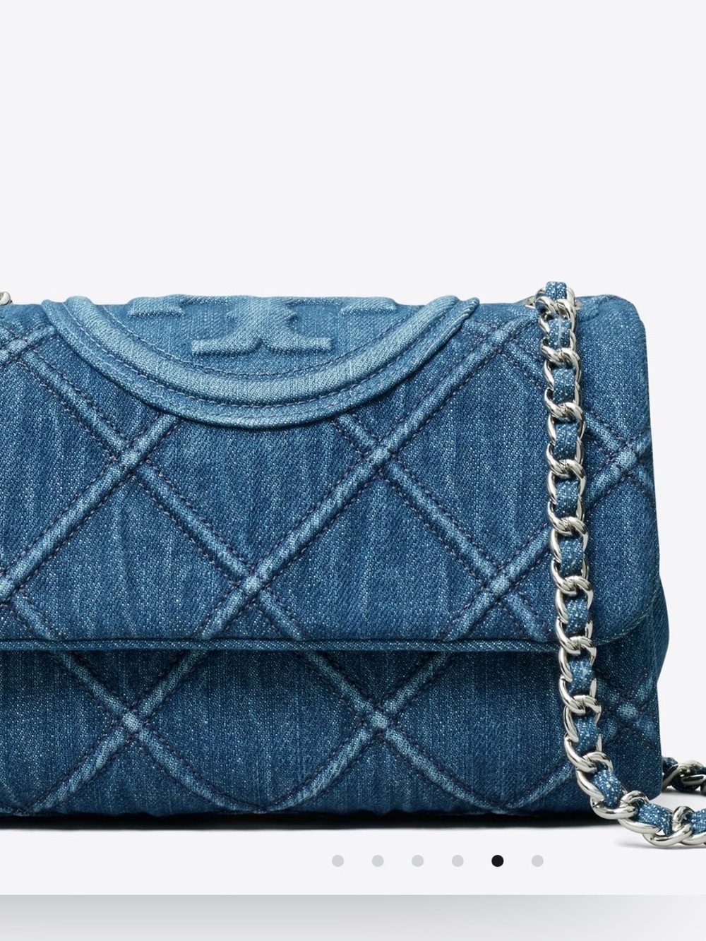 NWOT TORY BURCH SMALL FLEMING SOFT DENIM CONVERTIBLE SHOULDER BAG - Picture 5 of 12